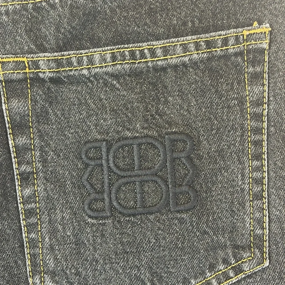 DE ROCOCO MID RISE WIDE LEG DENIM BERMUDA SHORTS GRAY 26